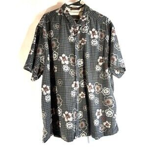 Tommy Bahama Mens Island Modern Fit Hawaiian Gray Shirt Sz XXL